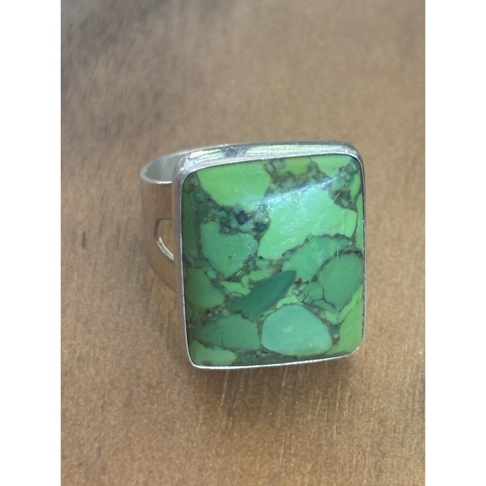 DTR Jay King Sterling 925 Silver Green Turquoise Rectangle Ring Sz 11
